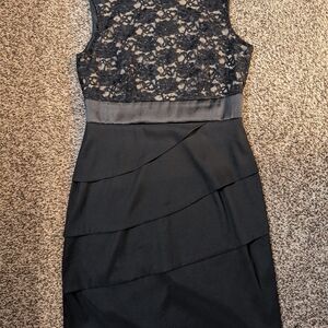 Connected Apparel Black Lace Backless Dress